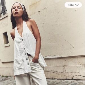 Free People Scout Linen Halter Top